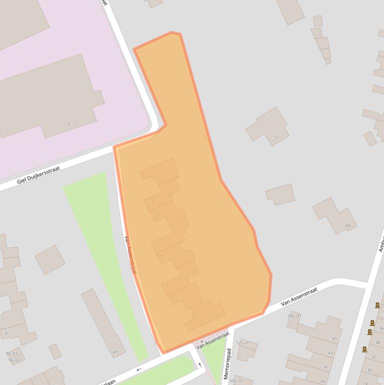 Kaart van postcodegebied 6226DJ.