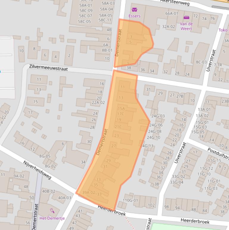 Kaart van postcodegebied 6227AM.