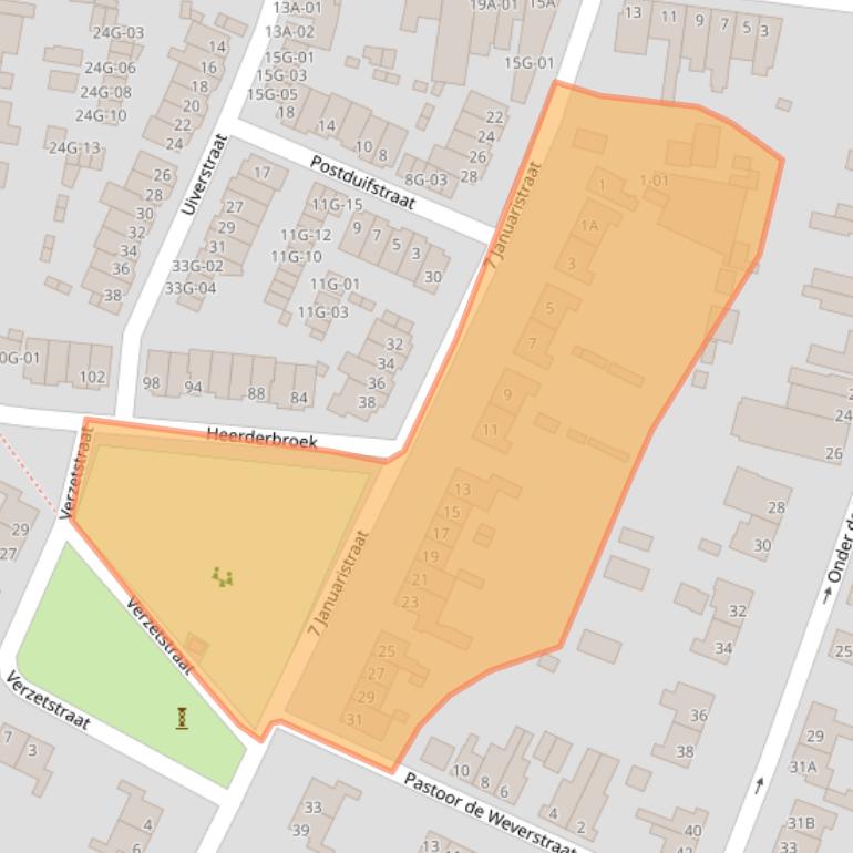 Kaart van postcodegebied 6227BA.