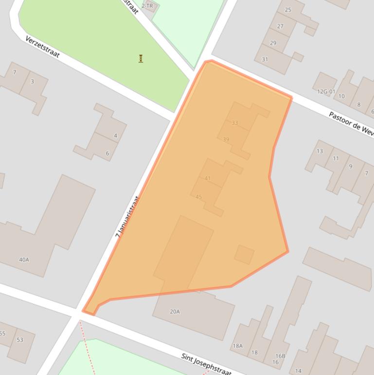 Kaart van postcodegebied 6227BB.