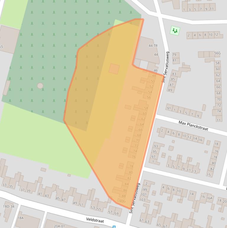 Kaart van postcodegebied 6227TT.