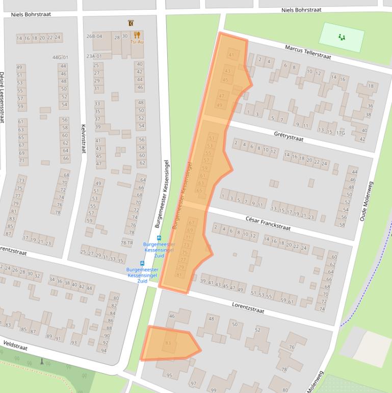 Kaart van postcodegebied 6227VJ.