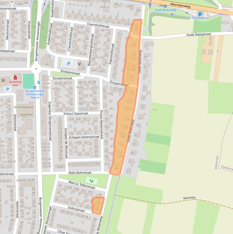 Kaart van postcodegebied 6227XV.