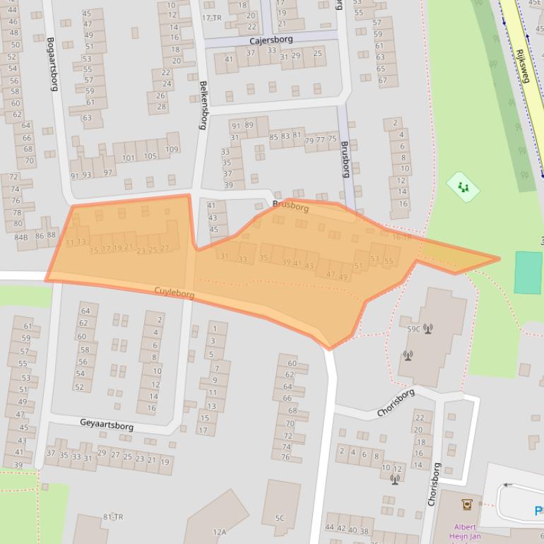 Kaart van postcodegebied 6228BC.