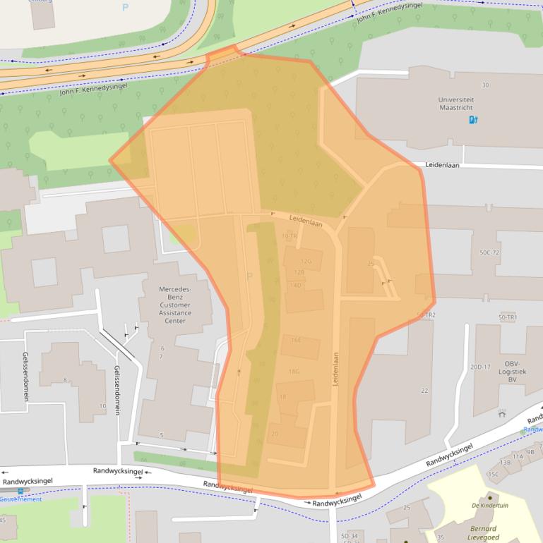 Kaart van postcodegebied 6229EZ.