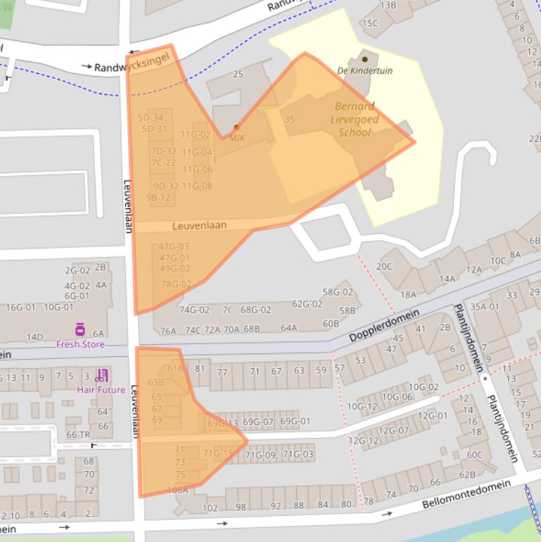 Kaart van postcodegebied 6229GX.