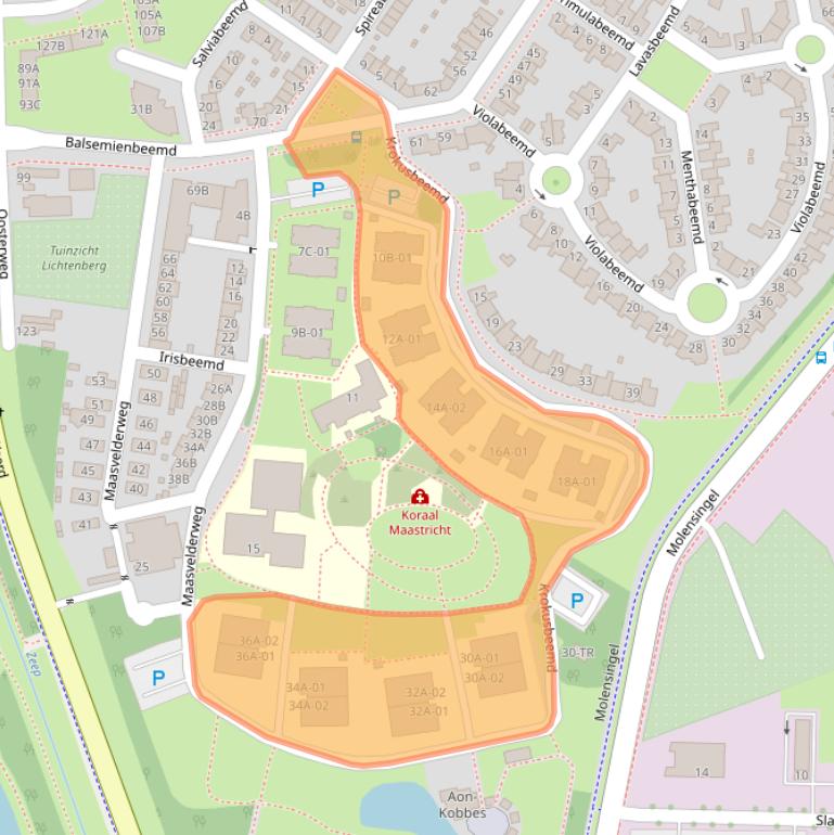 Kaart van postcodegebied 6229ZE.