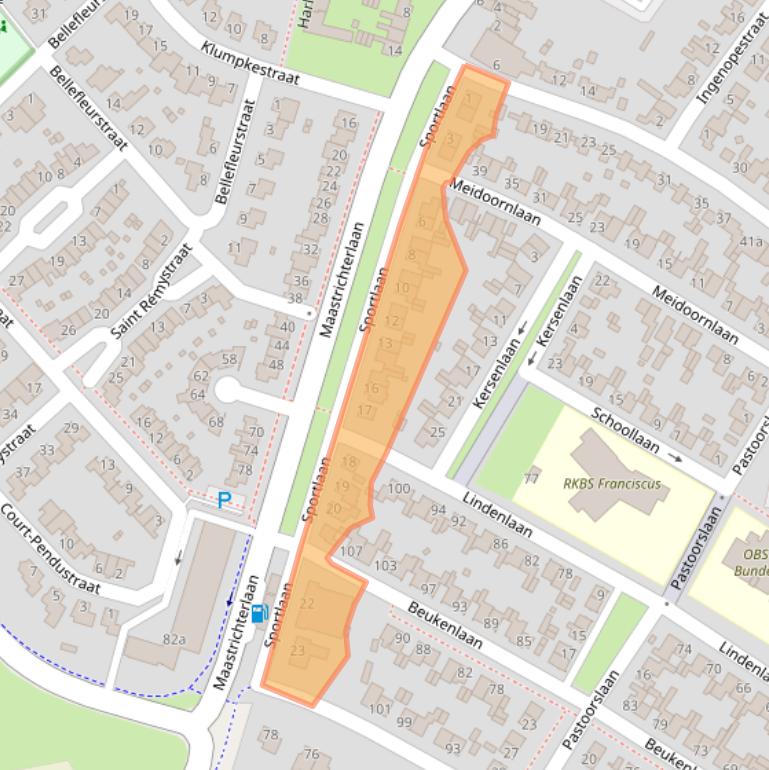 Kaart van postcodegebied 6241AB.