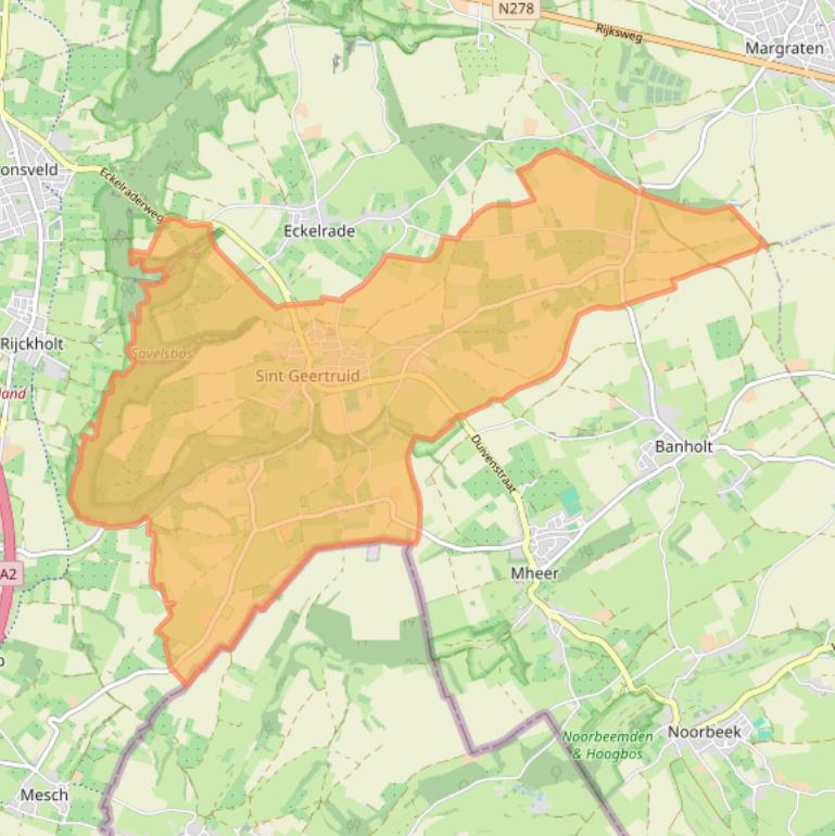 Kaart van postcodegebied 6265.