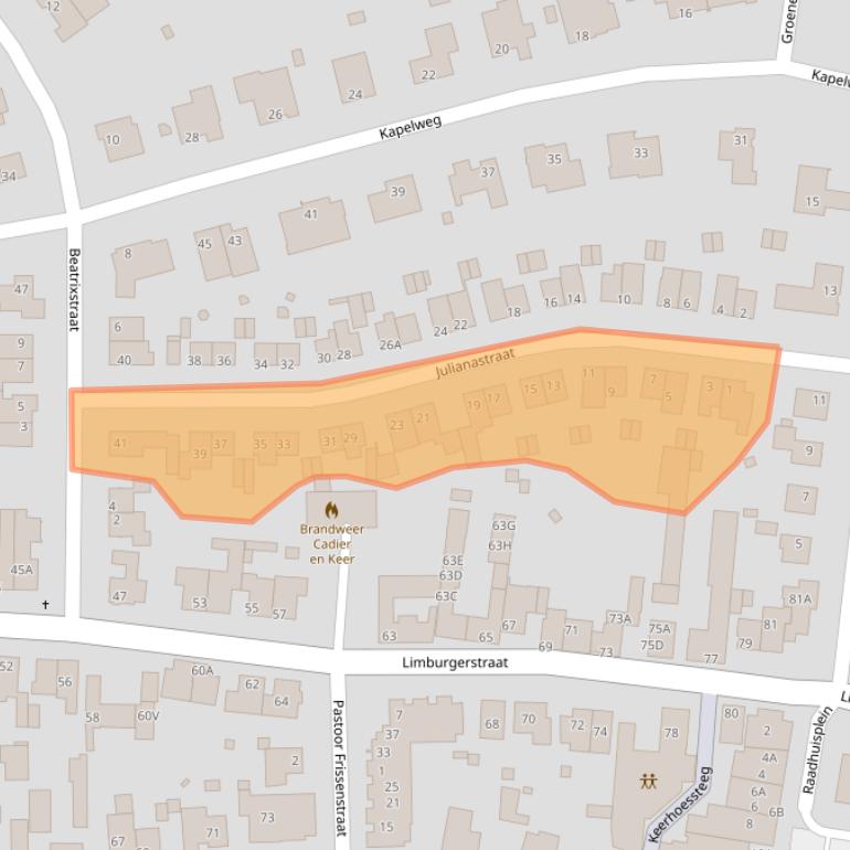 Kaart van postcodegebied 6267CJ.