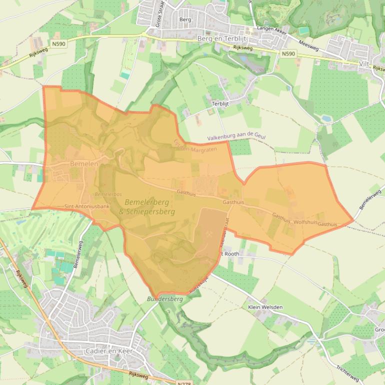 Kaart van postcodegebied 6268.