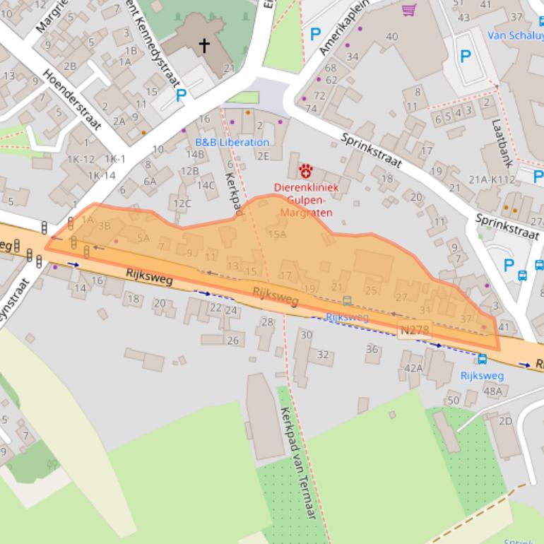 Kaart van postcodegebied 6269AA.