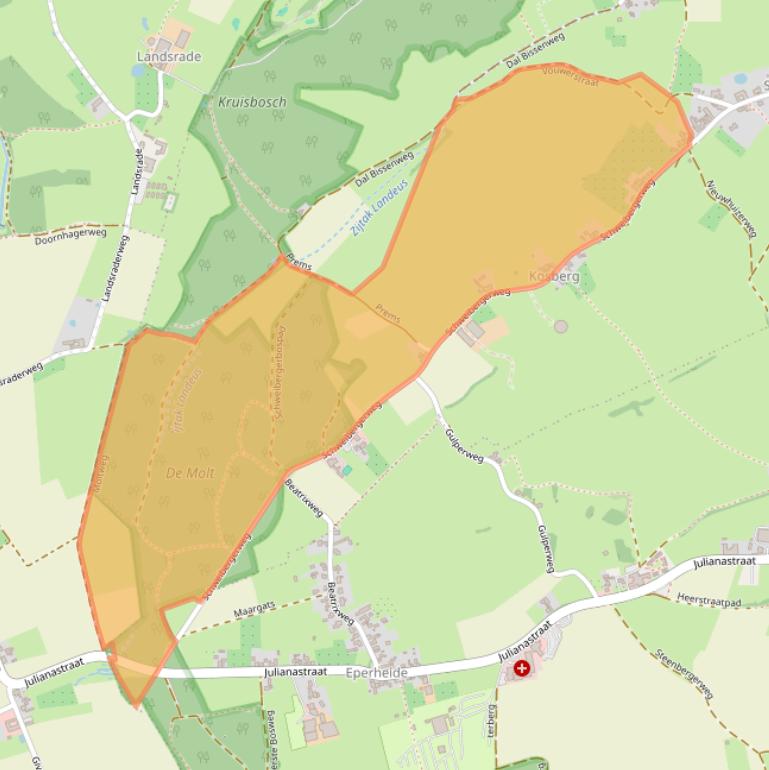 Kaart van postcodegebied 6281NJ.