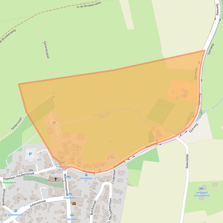 Kaart van postcodegebied 6285AA.