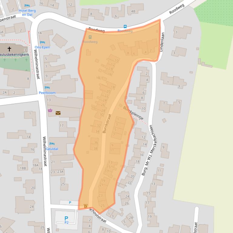 Kaart van postcodegebied 6285BA.