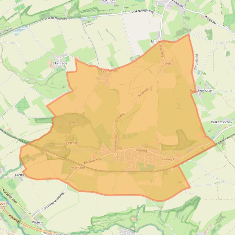 Kaart van postcodegebied 6287.