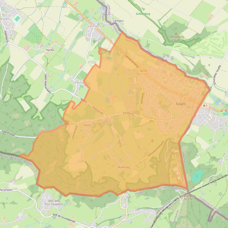 Kaart van postcodegebied 6291.