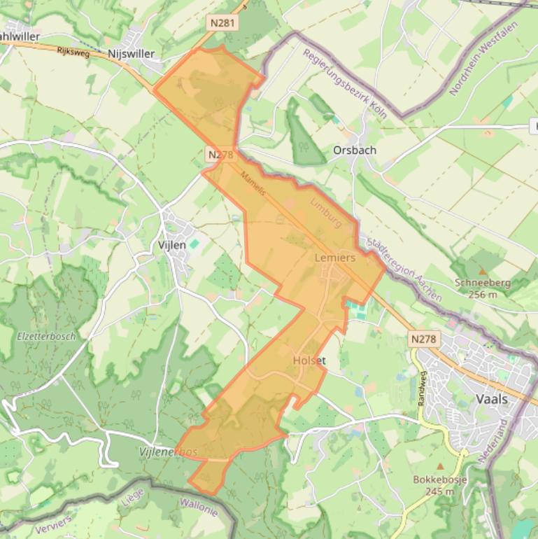 Kaart van postcodegebied 6295.