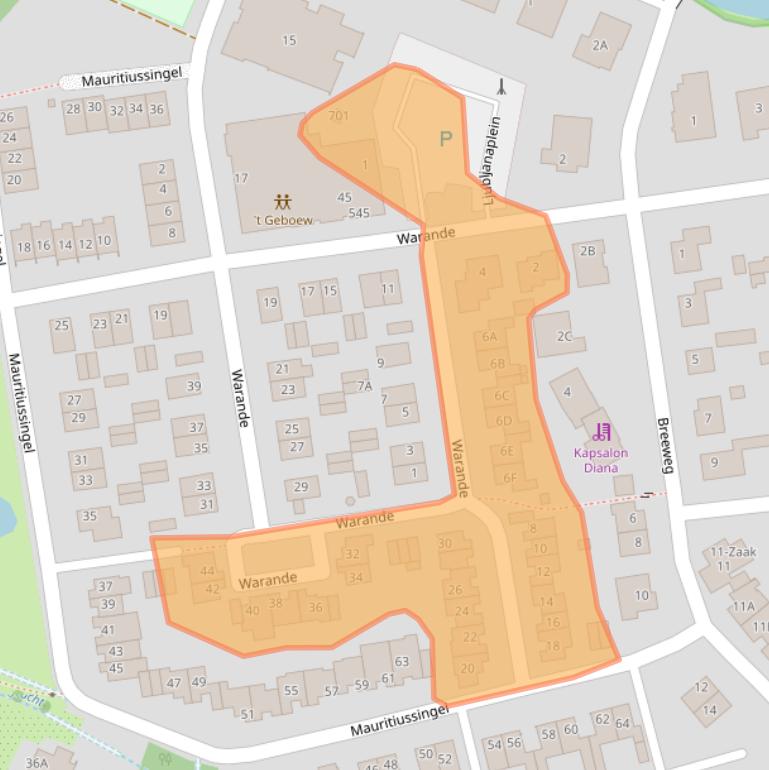 Kaart van postcodegebied 6305AW.