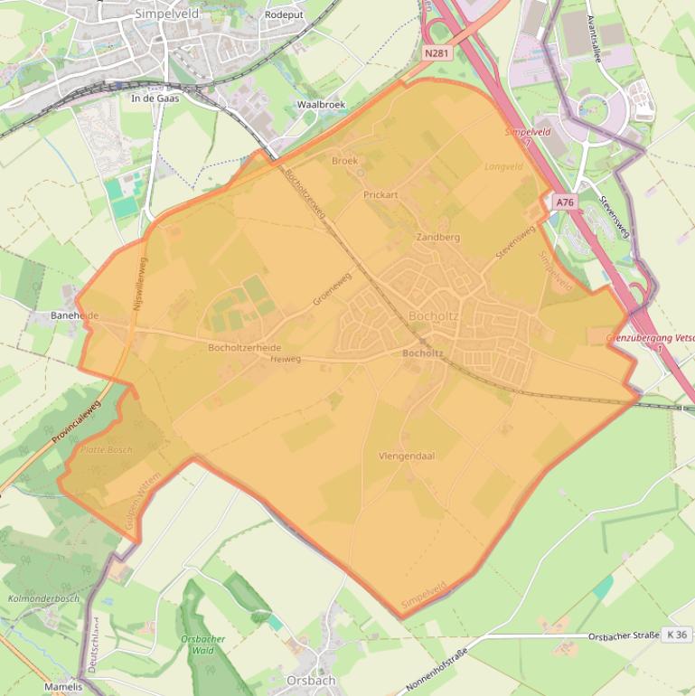 Kaart van postcodegebied 6351.