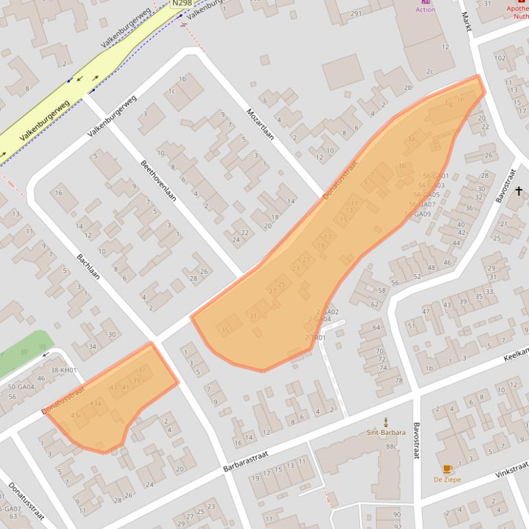 Kaart van postcodegebied 6361TJ.