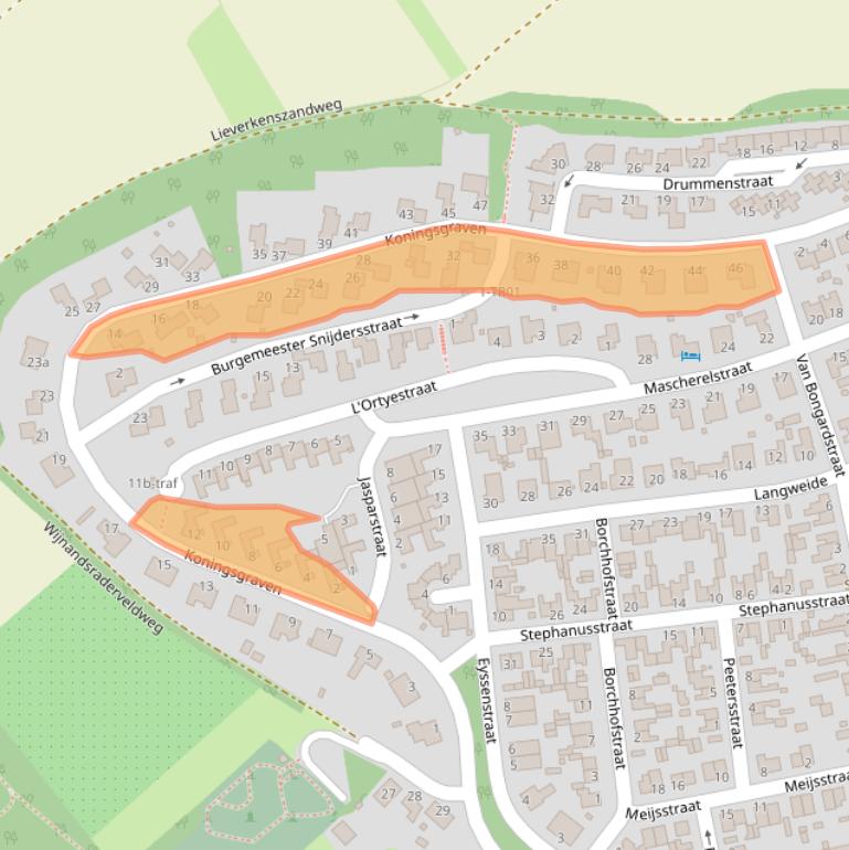 Kaart van postcodegebied 6363BE.