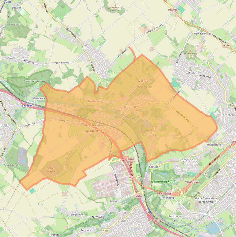 Kaart van postcodegebied 6365.