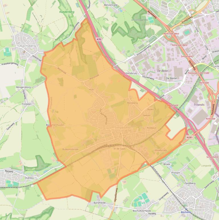 Kaart van postcodegebied 6369.