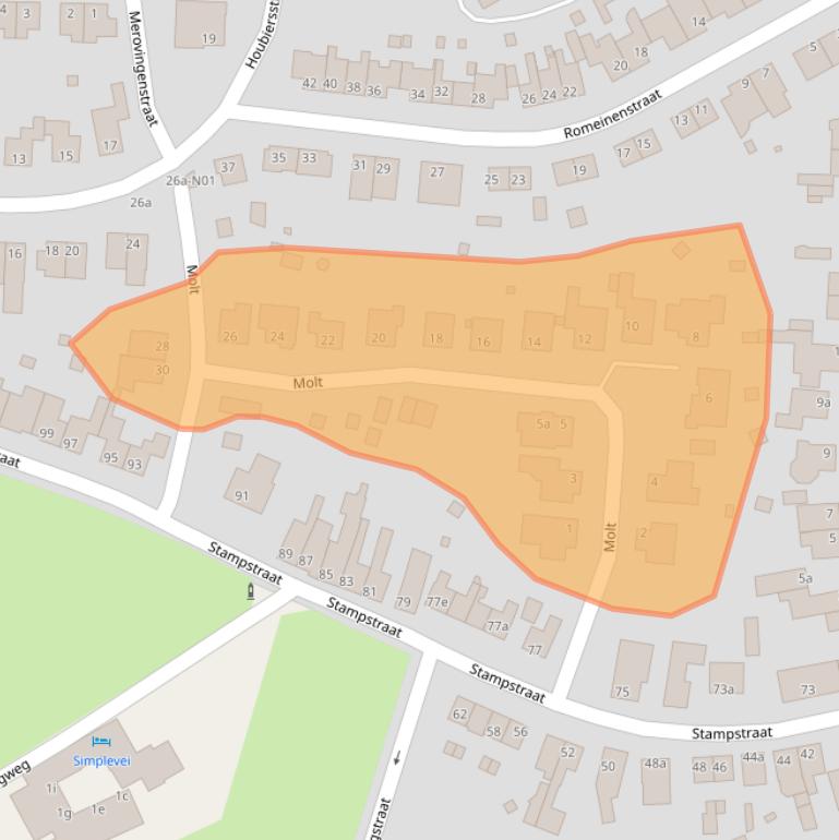 Kaart van postcodegebied 6369BJ.