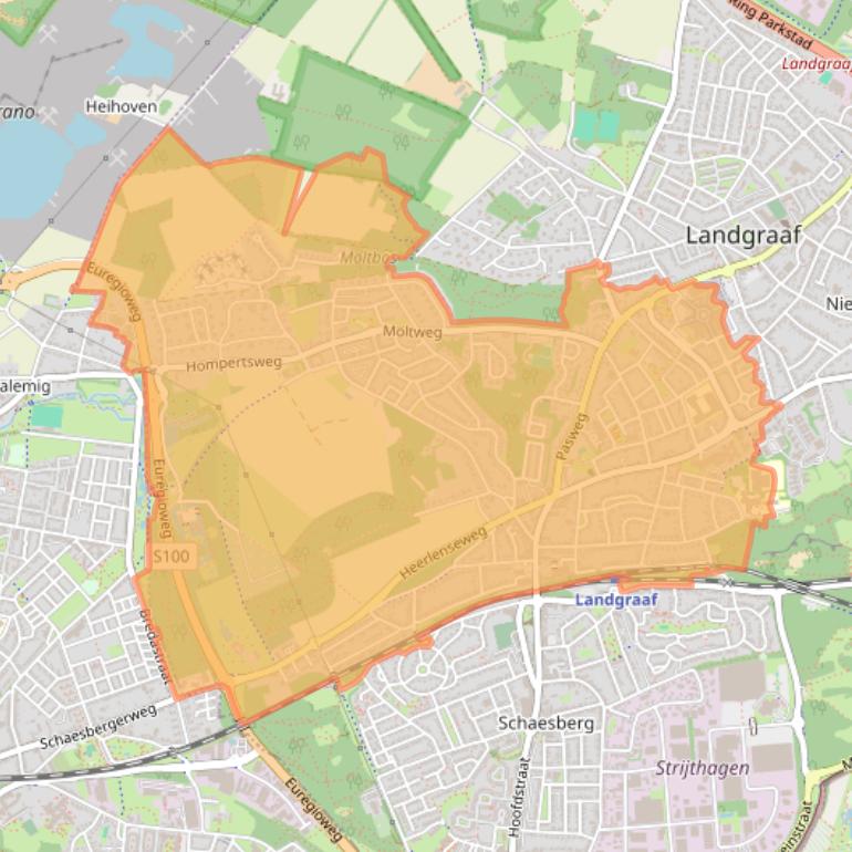 Kaartafbeelding, ingezoomd op postcodegebied 6371.