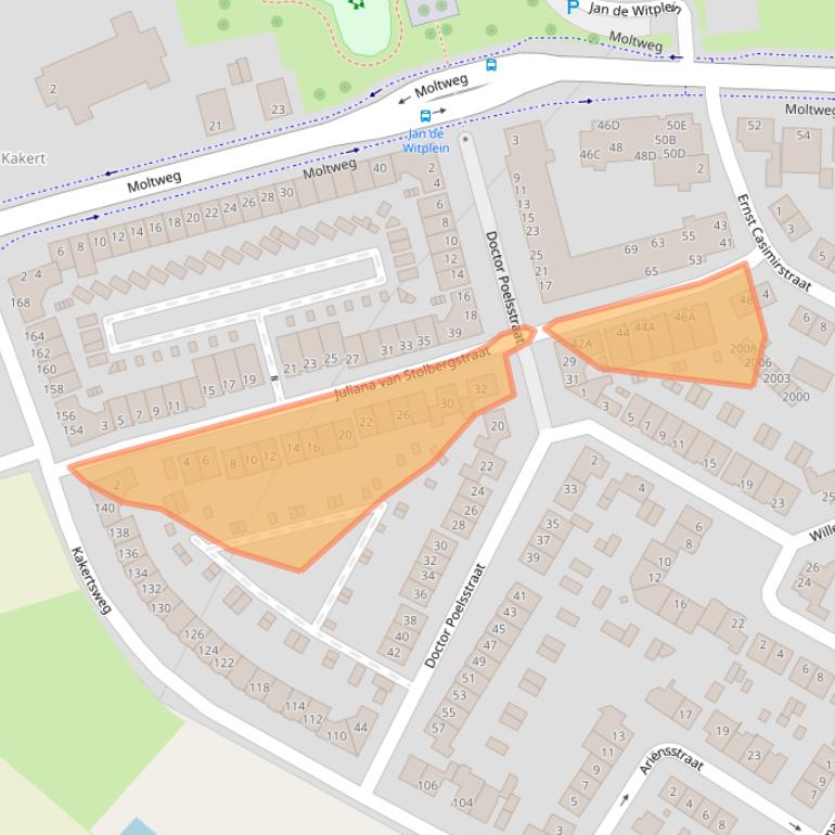 Kaart van postcodegebied 6371EZ.