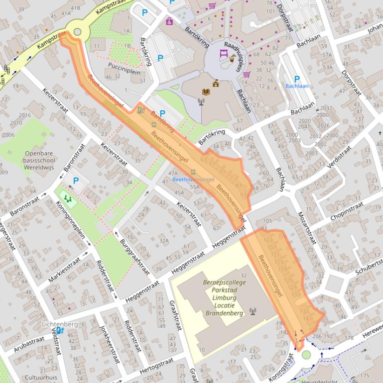 Kaart van postcodegebied 6371LE.