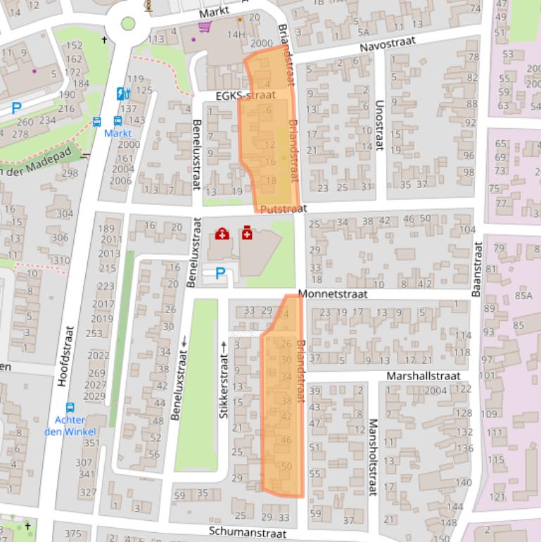 Kaart van postcodegebied 6372BE.