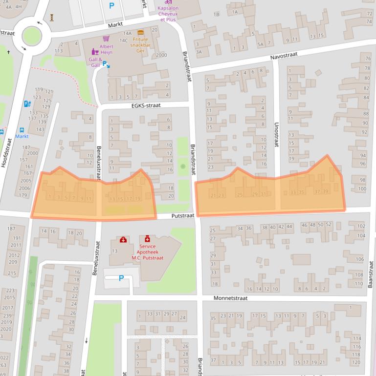 Kaart van postcodegebied 6372BJ.