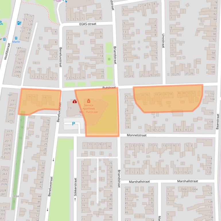 Kaart van postcodegebied 6372BK.