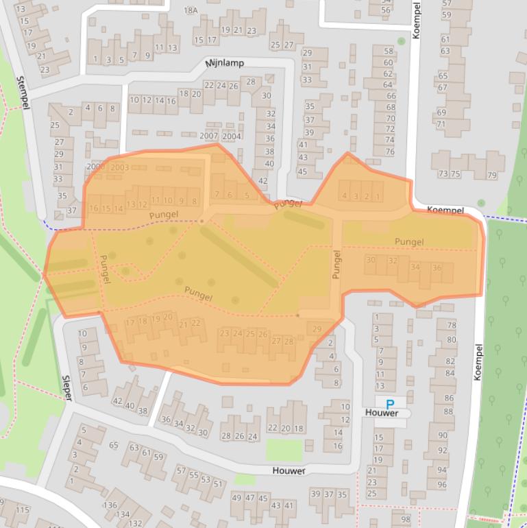 Kaart van postcodegebied 6372NL.