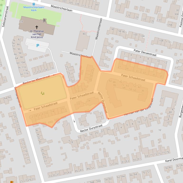 Kaart van postcodegebied 6374DW.