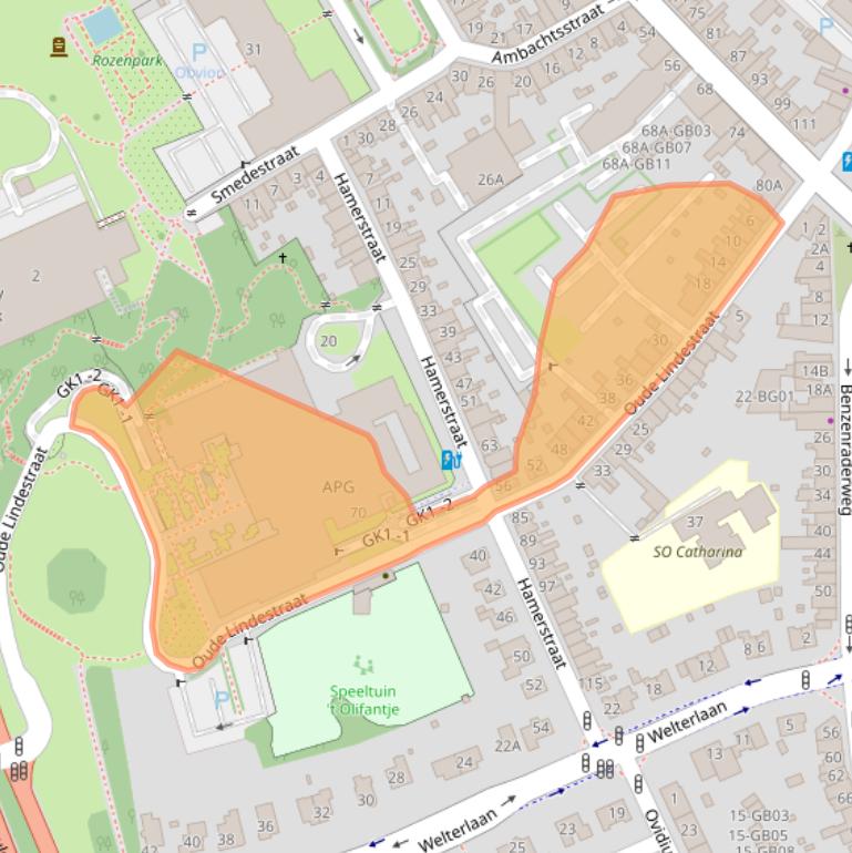 Kaart van postcodegebied 6411EJ.