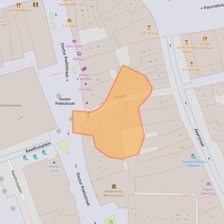 Kaart van postcodegebied 6411HE.