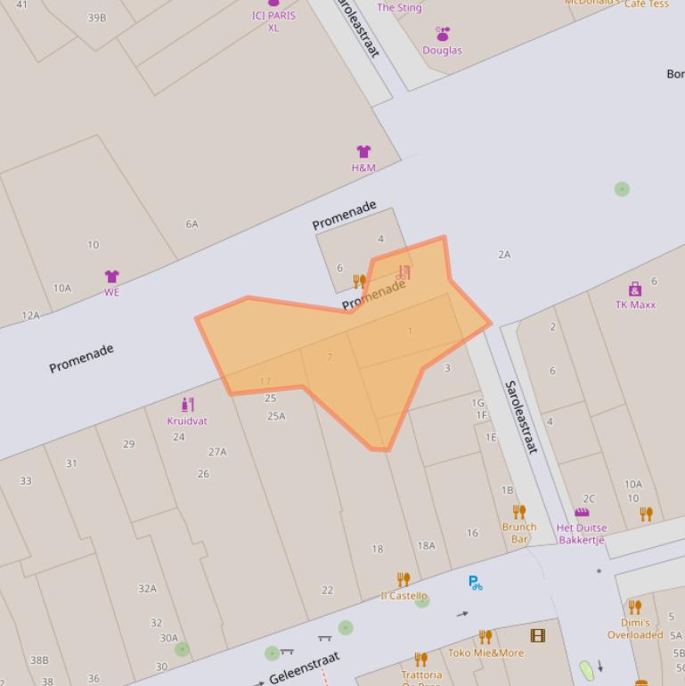 Kaart van postcodegebied 6411JA.