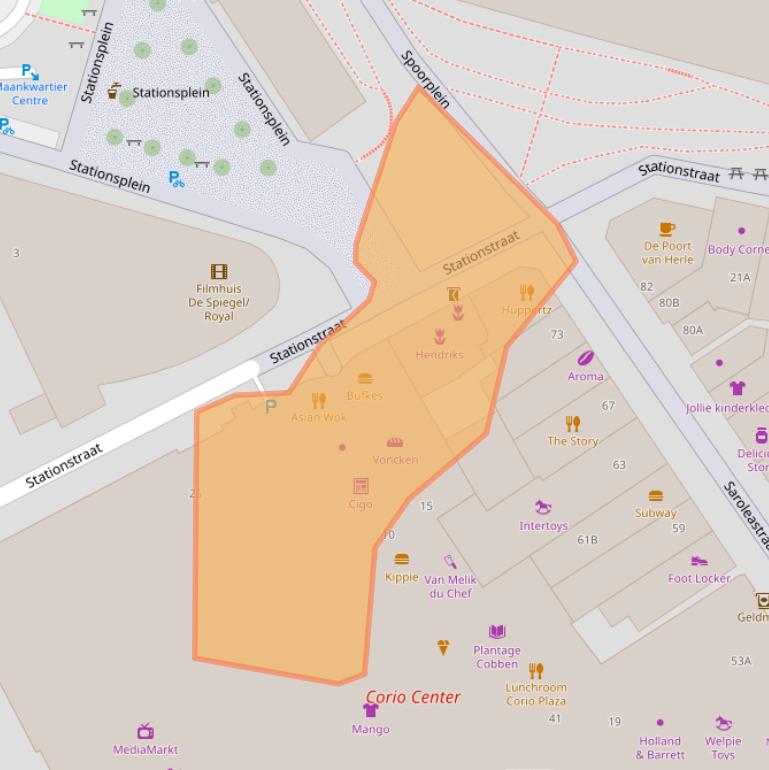 Kaart van postcodegebied 6411NJ.