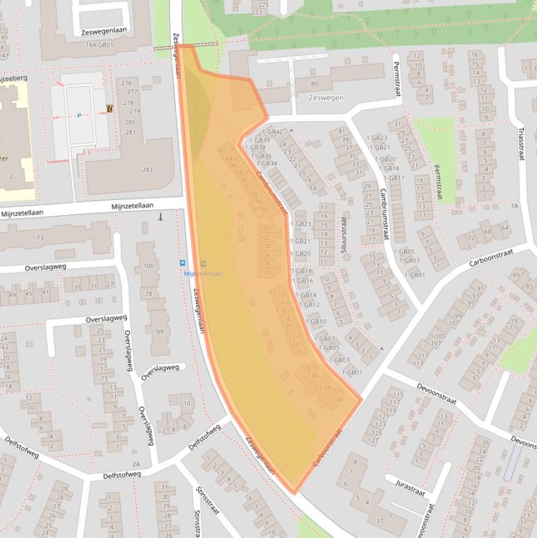 Kaart van postcodegebied 6412DJ.