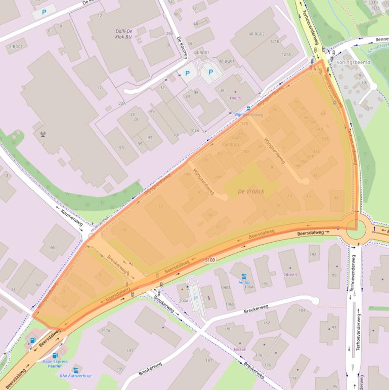 Kaart van postcodegebied 6412PJ.