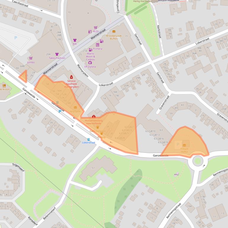 Kaart van postcodegebied 6413GG.