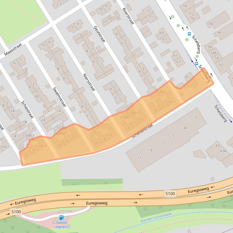 Kaart van postcodegebied 6413XW.