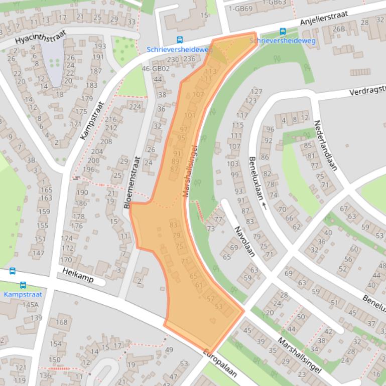 Kaart van postcodegebied 6414GL.