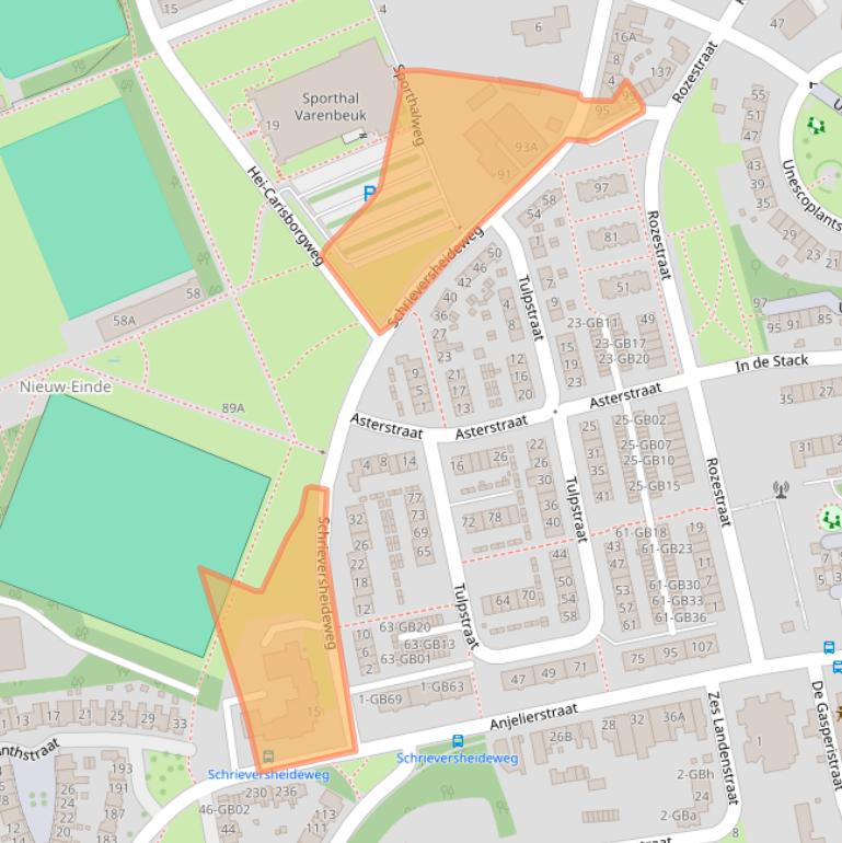 Kaart van postcodegebied 6414RJ.