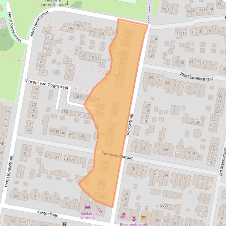 Kaart van postcodegebied 6415JA.