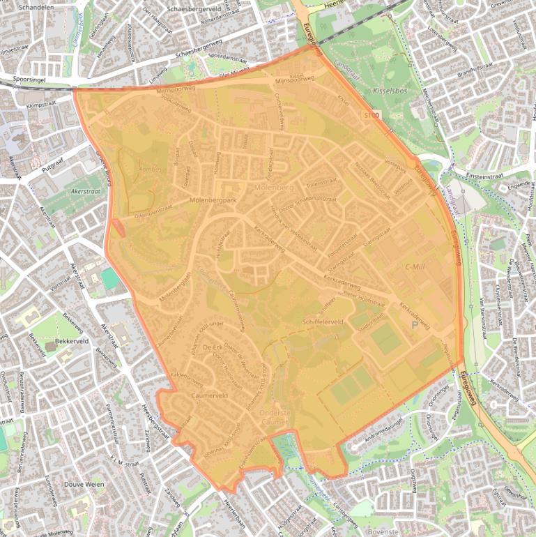Kaartafbeelding, ingezoomd op postcodegebied 6416.