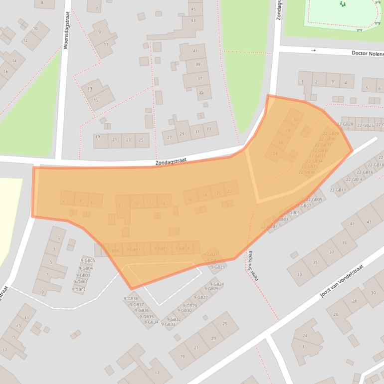 Kaart van postcodegebied 6416BG.